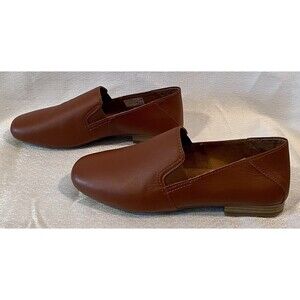 Earth Origins Leather Loafers Flats Goring Ryanne Saddle Womens 7W Brown Classic